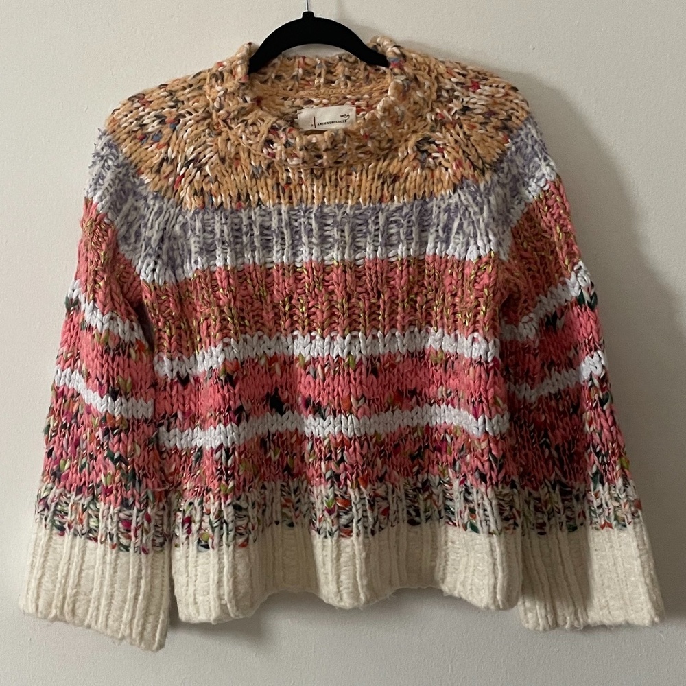 Anthropologie Striped Sweater with wide cuffs XS